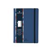 Oberthur Carmen - Notitieboek - genaaid en gebonden - A6 - 100 vellen / 200 pagina's - ivoorkleurig papier - van lijnen voorzien - blauwe hoes - synthetisch