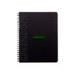 RhodiActive Greenbook - Cahier à spirale 100% recyclé - A5+ (16 x 21 cm) - 160 pages 90 g/m² - petits carreaux (5x5 mm) - noir