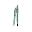 Enzo Varini Mini Taormina Tropea - Parure de stylo à bille et roller - acier blanc et vert motif vague