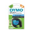 Dymo LetraTAG - Ruban d'étiquettes plastique auto-adhésives - 1 rouleau (12 mm x 4 m) - fond bleu écriture noire
