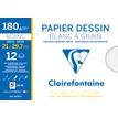 3329680961553-Clairefontaine Dessin à Grain - Pochette papier à dessin - 12 feuilles - A4 - 180 gr - blanc--0