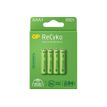 GP ReCyko batterie - 4 piles alcalines - AAA LR03