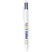 BIC 4 Couleurs JO Paris 2024 - Stylos-Billes Rétractables Pointe moyenne (1,0 mm) - 8 décors assortis