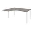 Bureau compact EXPRIM - L160 cm - Retour gauche - Plateau imitation Chêne gris - Pieds blanc (Pieds de renfort obligatoire à rajouter - non inclus)