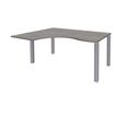 Bureau compact EXPRIM - L180 cm - Retour gauche - Plateau imitation Chêne gris - Pieds alu (Pieds de renfort obligatoire à rajouter - non inclus)