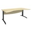 Bureau double vague symétrique IDRA - L180 cm - Pieds anthracite - plateau imitation Erable