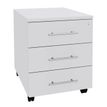 Caisson mobile LEVEL/STEELY/WOODY- L43 x H56 x P60 cm - 3 tiroirs - Blanc perle