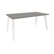 Bureau simple STEELY - L180 cm - Pieds blanc - plateau imitation Chêne gris