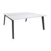 Bureau double STEELY - L140 cm - Double face Depart - Pieds carbone - plateau Blanc perle
