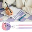 8422593119891-Duo de stylos effaçables bleus 0,5 mm Back2Fun - têtes chat et tigre - design kawai--5