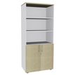 Burocean PRO - Boekenkast - 4 planken - 2 deuren - esdoornbruin, parelwit