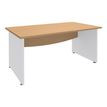 Bureau droit DUAL - L160 - Pieds blanc - plateau imitation Hêtre