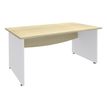 Bureau droit DUAL - L180 - Pieds blanc - plateau imitation Erable