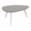 Table basse galet - L100xH42xP90/80 - pied blanc - plateau imitation chêne gris