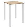 Table Lounge 4 pieds - L80xH105xP80 cm - Pied blanc - plateau imitation chêne clair