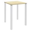 Table Lounge 4 pieds - L80xH105xP80 cm - Pied blanc - plateau imitation érable