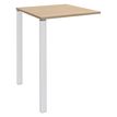 Table Lounge 2 Pieds - L80xH105xP80 cm - Pieds blanc - plateau imitation chêne clair