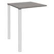 Table Lounge 2 Pieds - L80xH105xP80 cm - Pieds blanc - plateau imitation chêne gris
