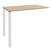 Table Lounge 2 Pieds - L120xH105xP80 cm - Pieds blanc - plateau imitation chêne clair