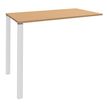Table Lounge 2 Pieds - L120xH105xP80 cm - Pieds blanc - plateau imitation hêtre