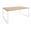 Bureau LOFTER Manager - L180 x P100 x H72,5 cm - sans console - pieds blanc - plateau imitation chêne clair