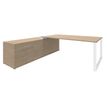 3253310146211-Bureau LOFTER Manager - L180 x P100 x H72,5 cm - console retour à gauche (tiroirs) - pieds blanc - plateau imita--0