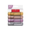 Faber-Castell Textliner 46 - Pack de 4 surligneurs métalliques - rose perle, argent brillant, rubis brillant, or glamour