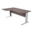 Bureau compact Trend - L160 cm - retour à gauche - Pieds métals blanc - plateau imitation chêne - (pieds de renfort obligatoire à rajouter - non inclus)