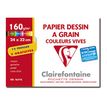 Clairefontaine Dessin à Grain - Pochette papier à dessin  - 15 feuilles - 24 x 32 cm - 160 gr - couleurs assorties