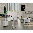 3253310160019-Bureau LEVEL - Bureau éléctrique - L140 - pied blanc - plateau Imitation Chêne clair--1
