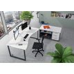 0404000123873-Bureau vague symétrique LOFTER - L180 cm - Plateau imitation chêne clair - pied Blanc--1
