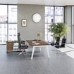 3253310163317-Bureau STEELY Manager - L180 x P100 x H72,5 cm - plateau imitation Chêne clair - Pieds blanc--1