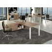 7331920004131-Bureau Manager FLORA - avec console retour réversible - L225 x P170 cm - pieds en métal blanc - plateau imitatio--1