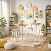 2012349510094-Table ronde - H105 cm - 80 cm - 3 pieds blanc - plateau imitation chêne--1