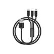 Wave Concept Elegance 3in1 - Câble de charge USB vers Micro-USB, Lightning, USB-C - 1 m - noir