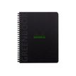 RhodiActive Greenbook - Cahier à spirale 100% recyclé - A5+ (16 x 21 cm) - 160 pages 90 g/m² - ligné - noir