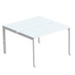 Bureau Bench 2 personnes EASYDESK - soit 2 plateaux L140xP80xH75 cm (L140 x P166) - Blanc