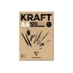 Clairefontaine Kraft - Bloc de dessin encollé - A4 - 100 feuilles - 90 gr