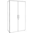 3253310335103-Armoire haute IDRA/DUAL - H180 x L80 x P47 - 2 portes - Corps blanc - Portes et dessus imitation noyer--3