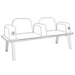 3253310177499-Banquette ILO - 2 places L172xP67cm -  blanc - structure chêne clair - tissu bleu guède--4