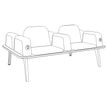 3253310179530-Banquette ILO - 4 places L172xP114cm -  carbone - structure chêne clair - tissu gris chiné--4