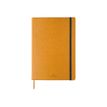 Oberthur Carmen - Notitieboek - bevestigd aan hoes - A5 - 100 vellen / 200 pagina's - ivoorkleurig papier - ongekleurd - mustard cover - leer