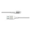 Force Power - Câble renforcé - USB A/ Lightning - 1.2 m - 2.4A - Blanc - Garanti à vie