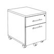 3253310012172-Caisson mobile WINCH 2 tiroirs dont 1 pour dossiers suspendus - Aluminium--3