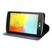 Muvit Slim'n'Stand Wallet Folio - Flip cover voor mobiele telefoon - polyurethaan, polycarbonaat - zwart - voor LG L Fino D290N