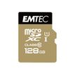 EMTEC Gold+ - Flashgeheugenkaart (SD adapter inbegrepen) - 128 GB - Class 10 - microSD - goud