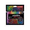 STABILO pointMax - pen met vezelpunt - zwart, geel, oranje, bruin, roze, lichtgroen, smaragdgroen, donkerrood, bladgroen, lila, karmozijn, lichtroze, donkeroker, azuur, ultramarine blauw (pak van 15)