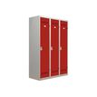 Vestiaire Industrie Salissante - 3 portes - 180 x 120 x 50 cm - gris/rouge