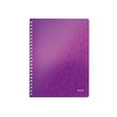 Leitz WOW - Bloc collège polypro - reliure à anneaux métalliques - A4 - 160 pages - ligné - violet