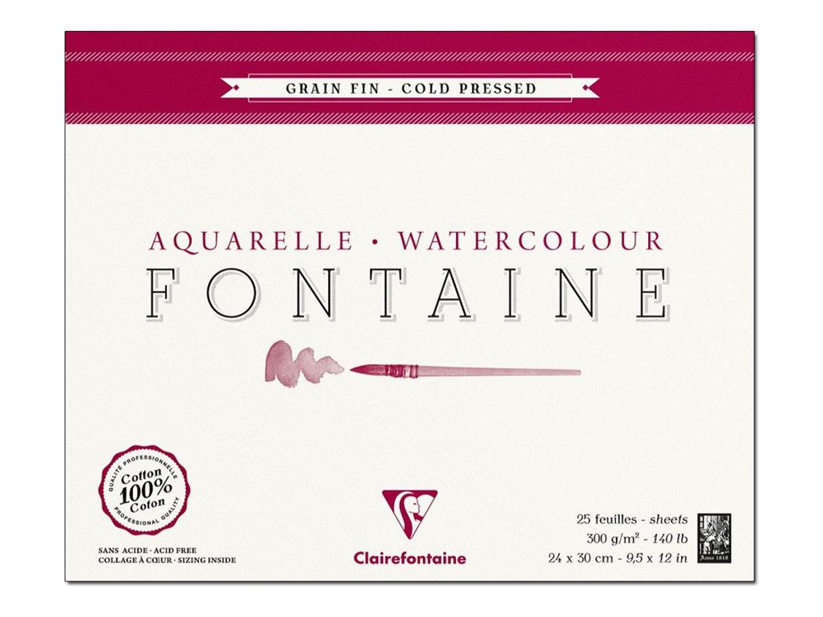 Clairefontaine Fontaine - bloc aquarelle - feuilles noires 100